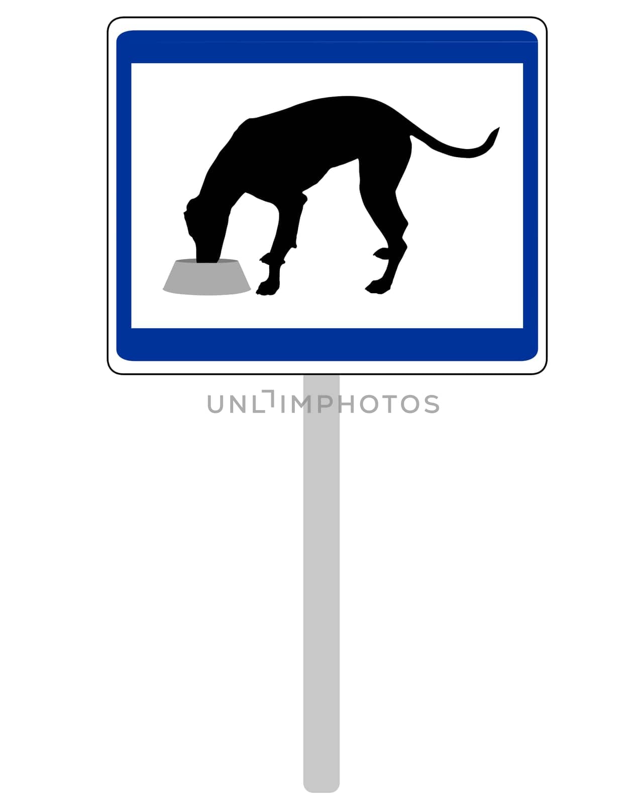 Verkehrszeichen Futter oder Wasser für Hunde