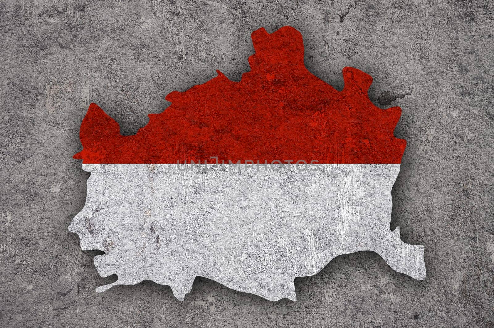 Map and flag of Vienna on weathered concrete