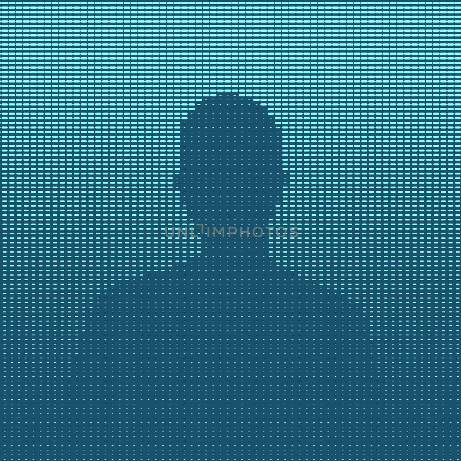 Man silhouette blue illustration, halftone pattern made of dashes