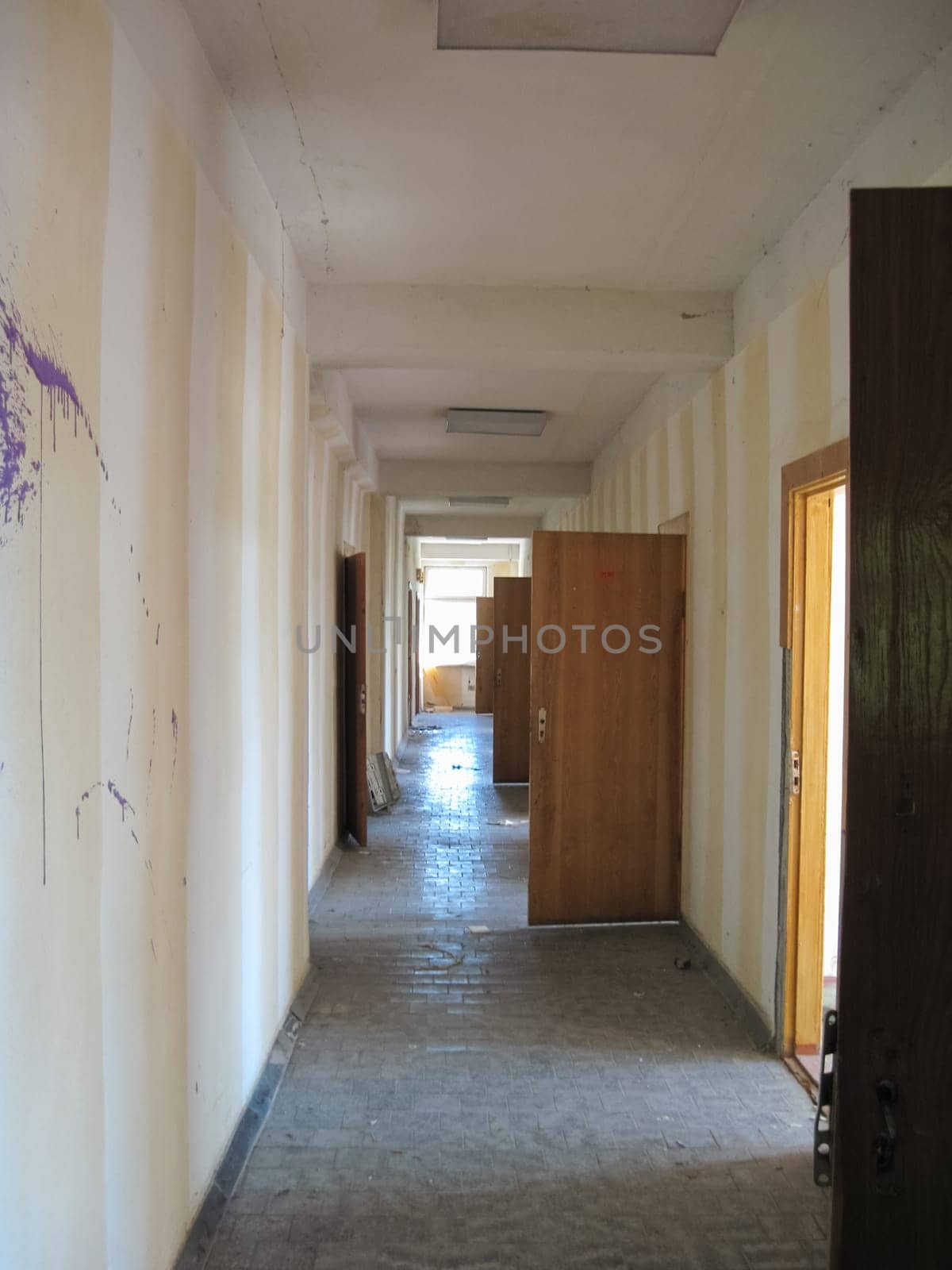 Rooms and corridors of the abandoned industrial building of Chigirin nuclear power plant