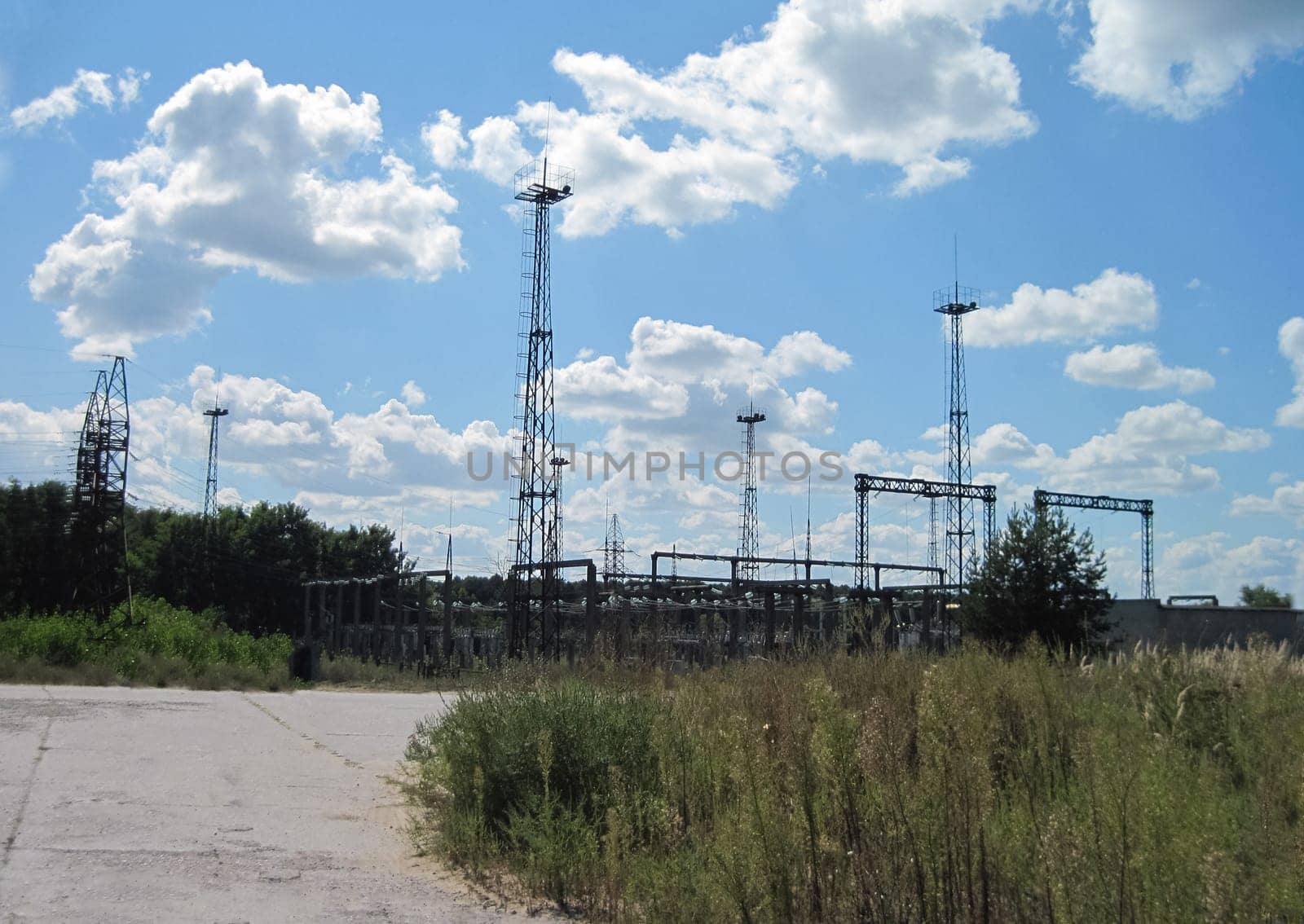 An old power substation. Electrical equipment at the substation.