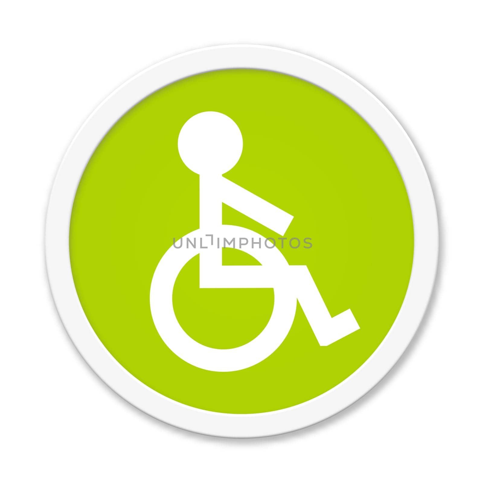 Round green button with wheelchair icon