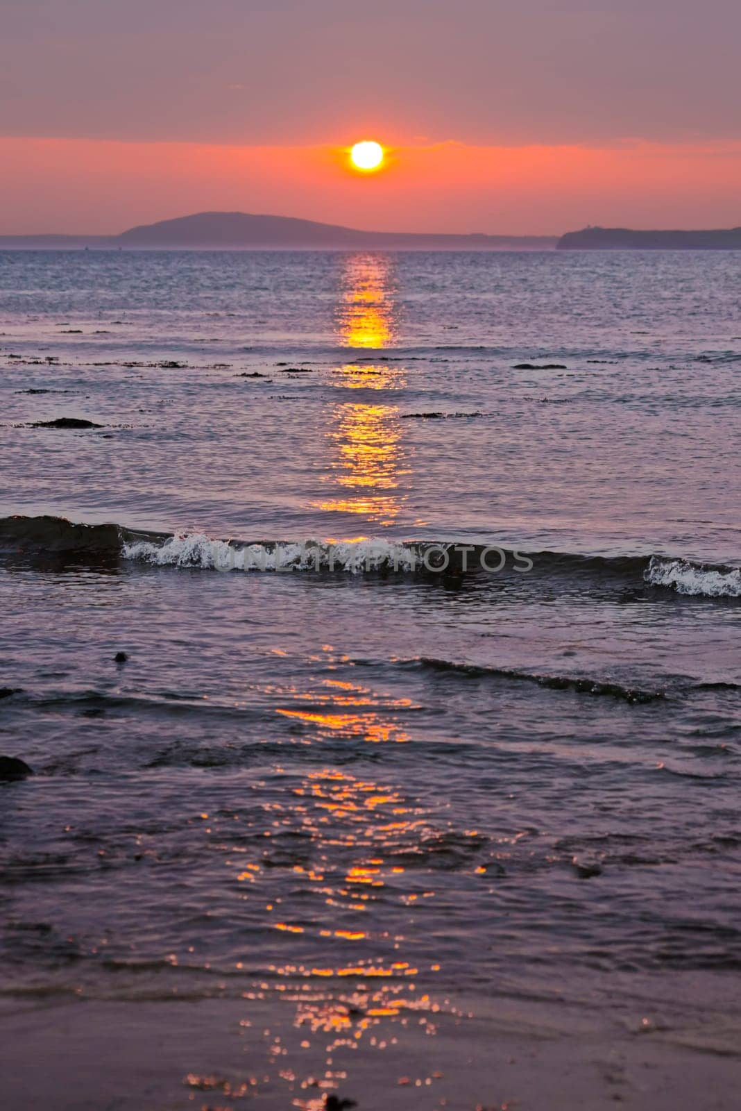 beal beach near ballybunion on the wild atlantic way ireland with a beautiful red sunset