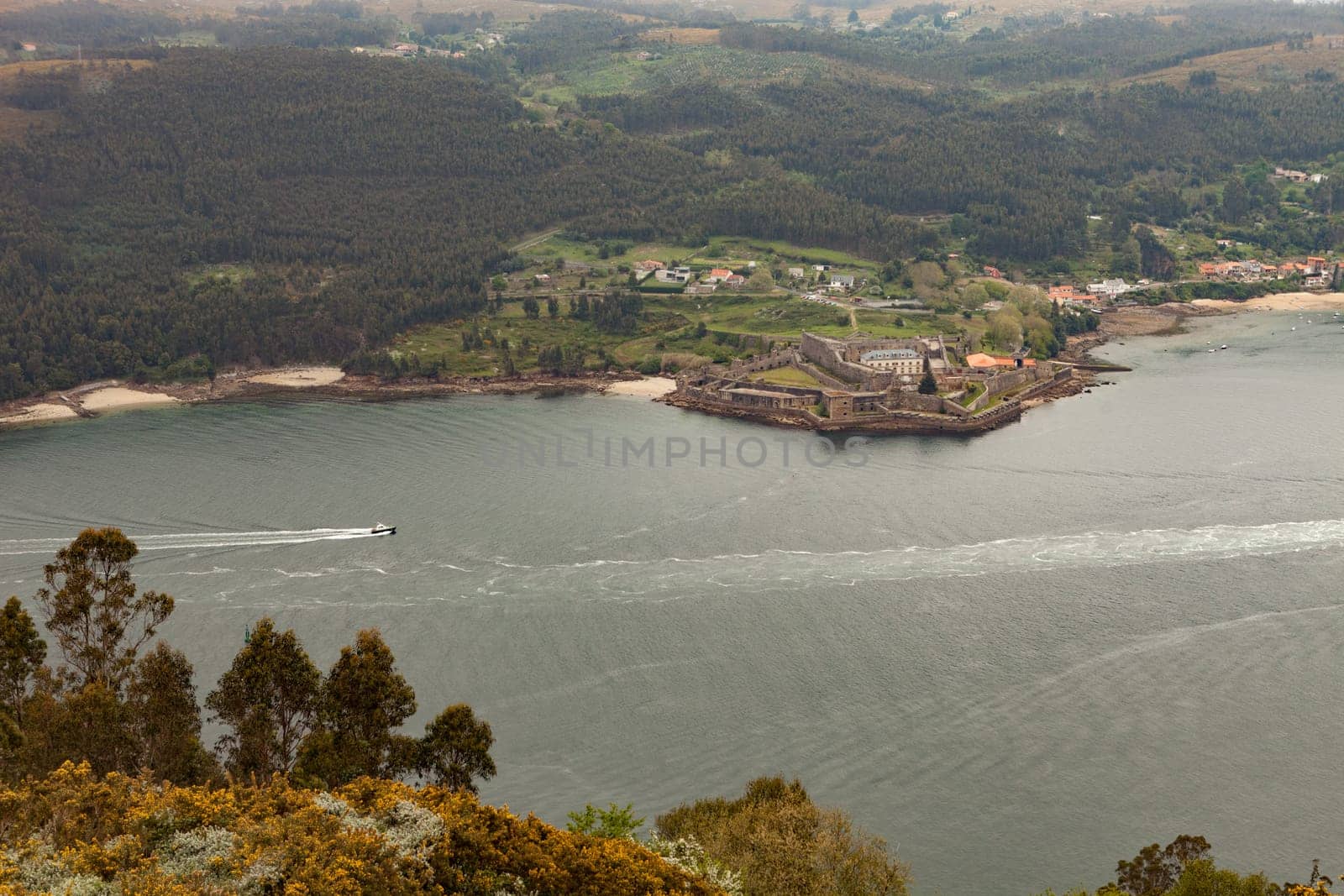 Aerial view of a estuary of northwestern coast of Spain