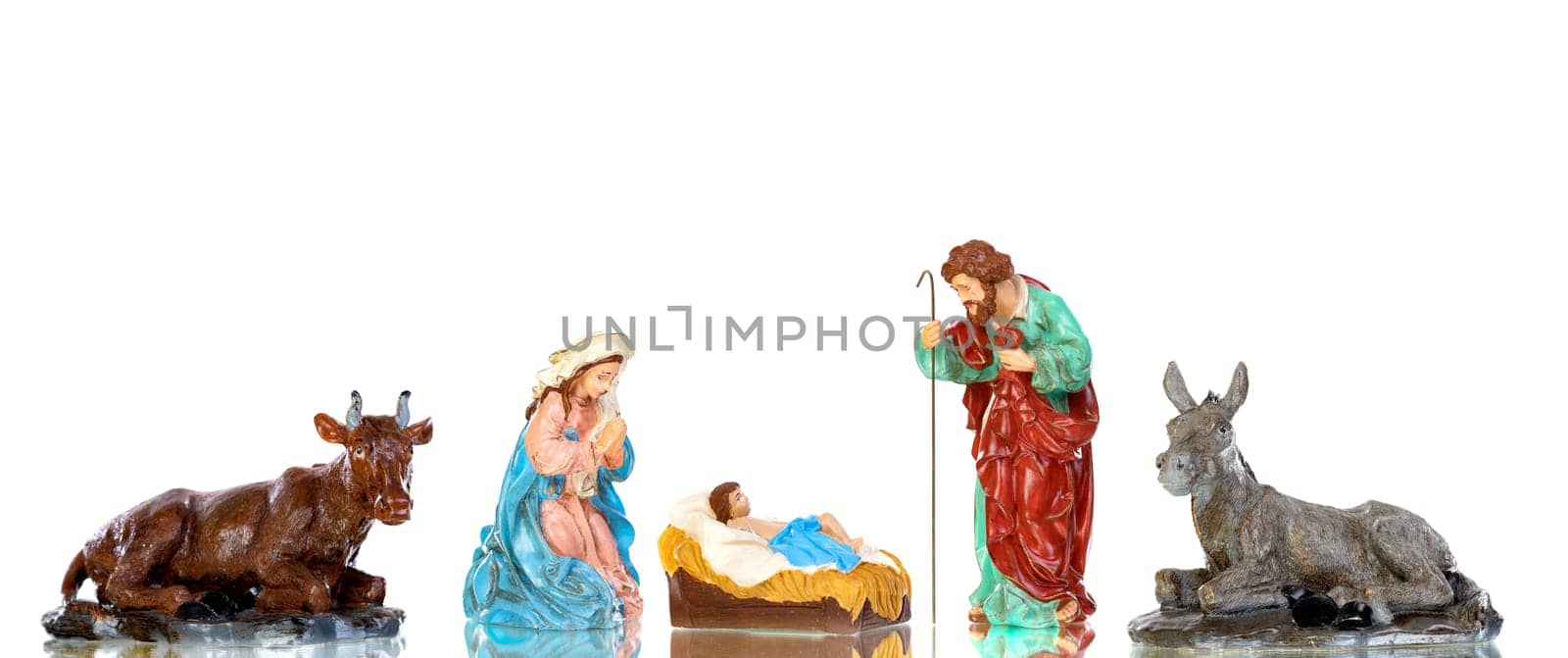 Belen with the child Jesus on a white background