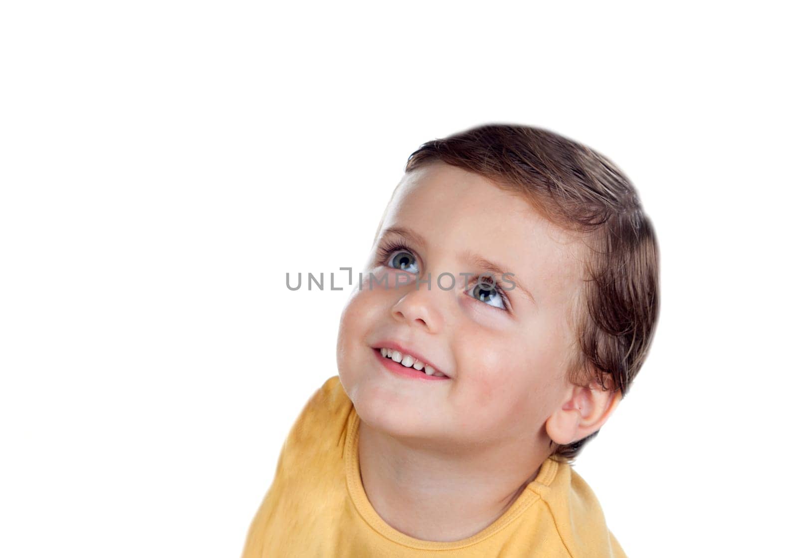 Surprised small child two years old isolated on a white background