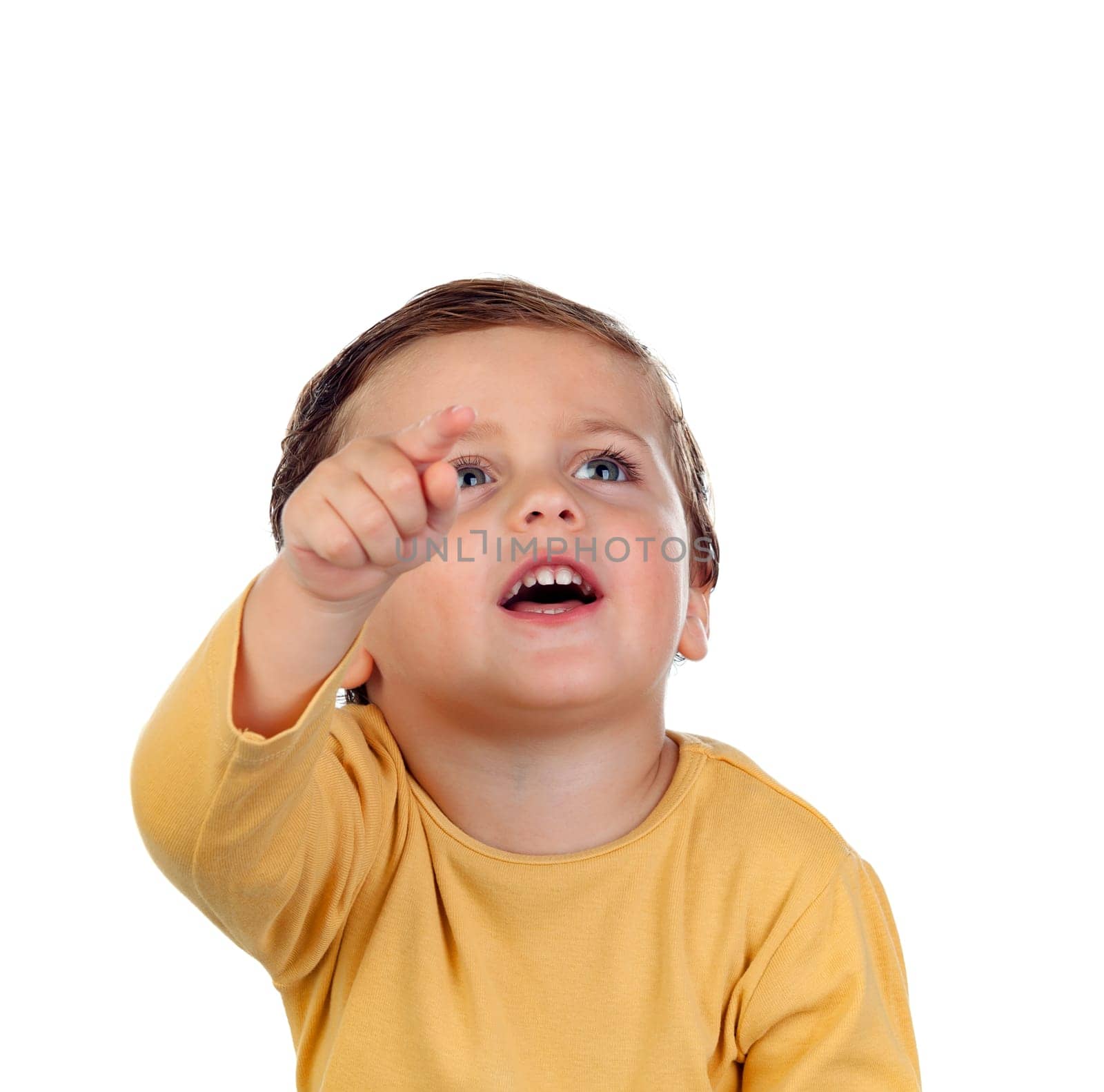 Adorable small child two years old isolated on a white background