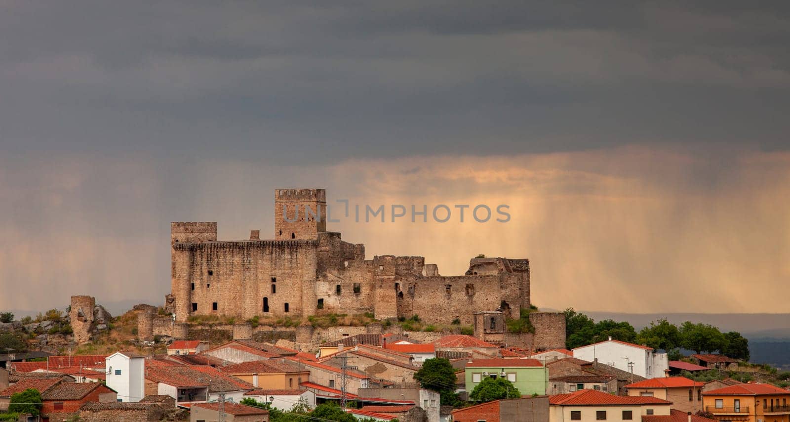 Amazing castle under a storm in the afternoon