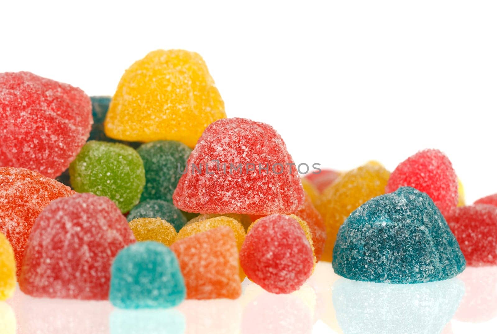 Colorful jelly beans isolated on a white background