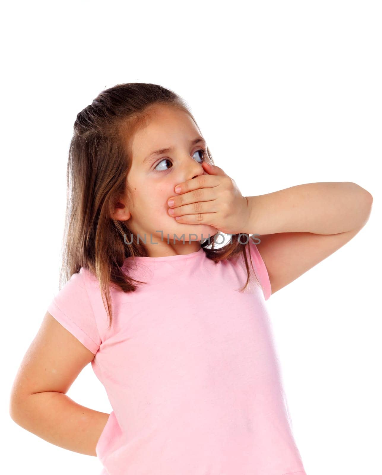 Amazed small girl isolated on a white background