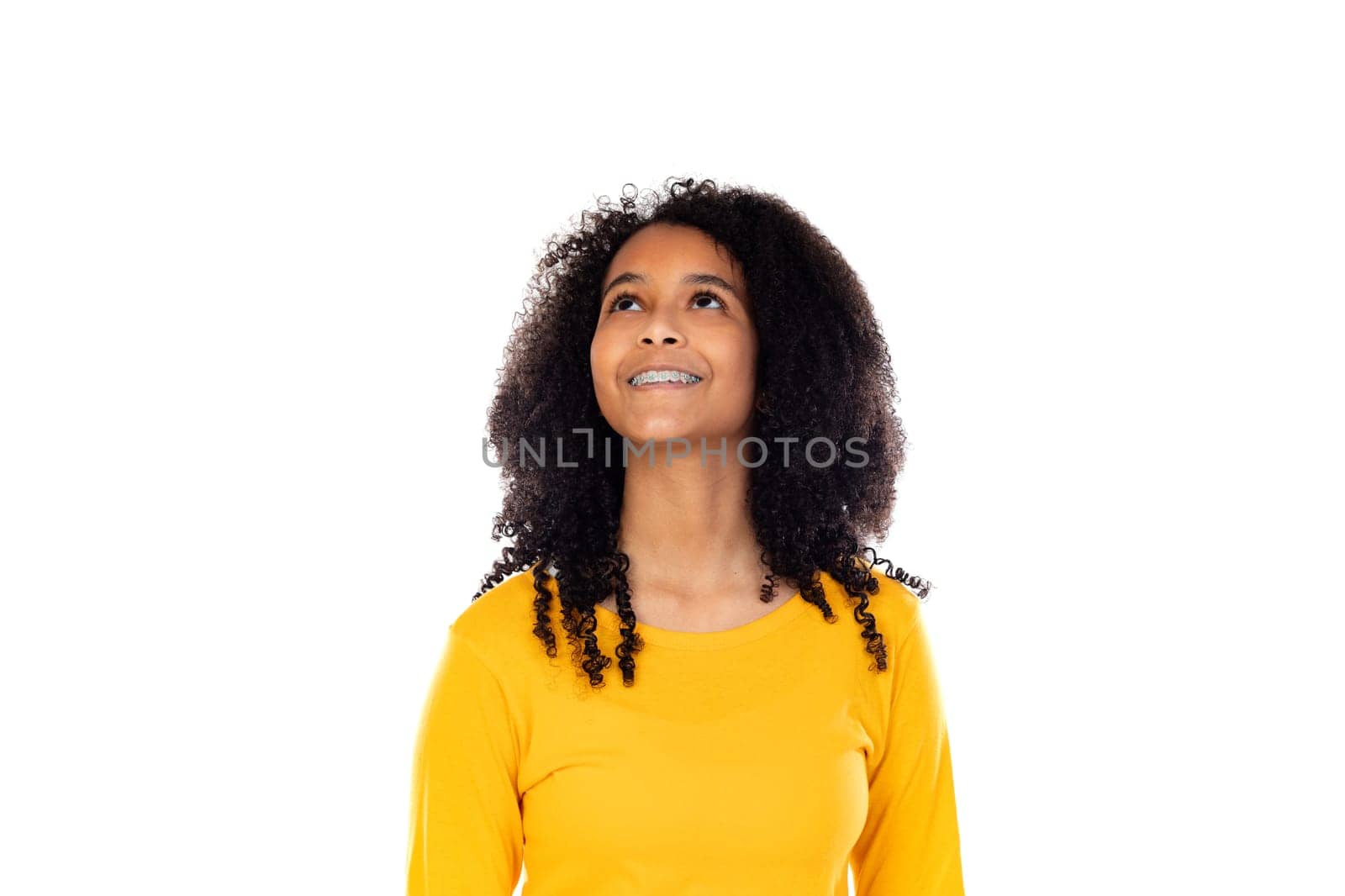 Adorable teenage doing gestures isolated on a white background