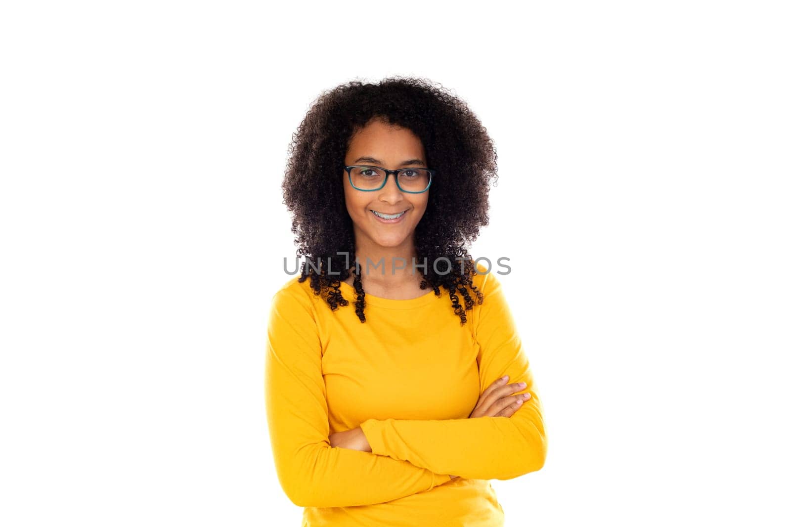 Adorable teenage doing gestures isolated on a white background