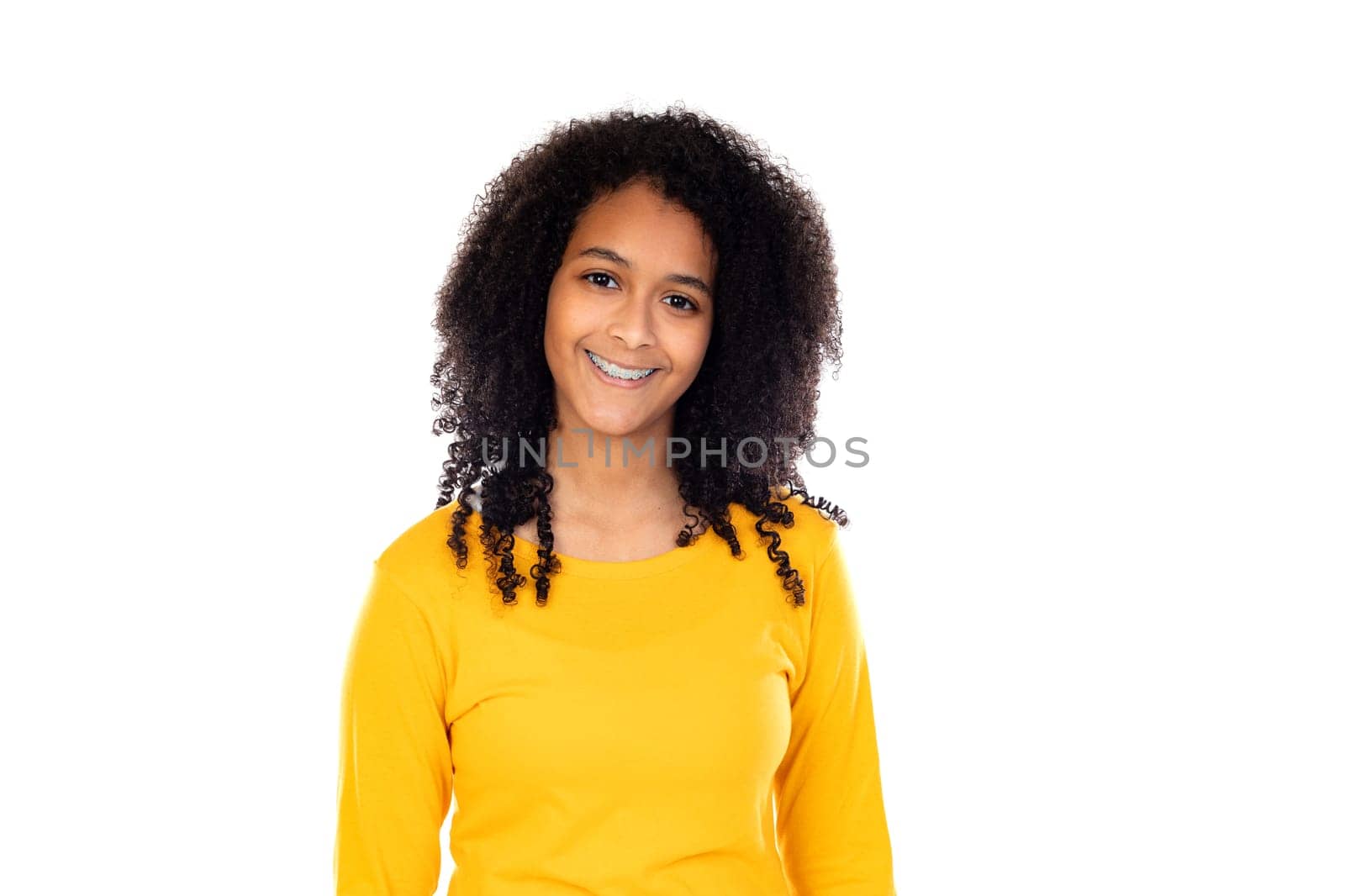 Adorable teenage doing gestures isolated on a white background