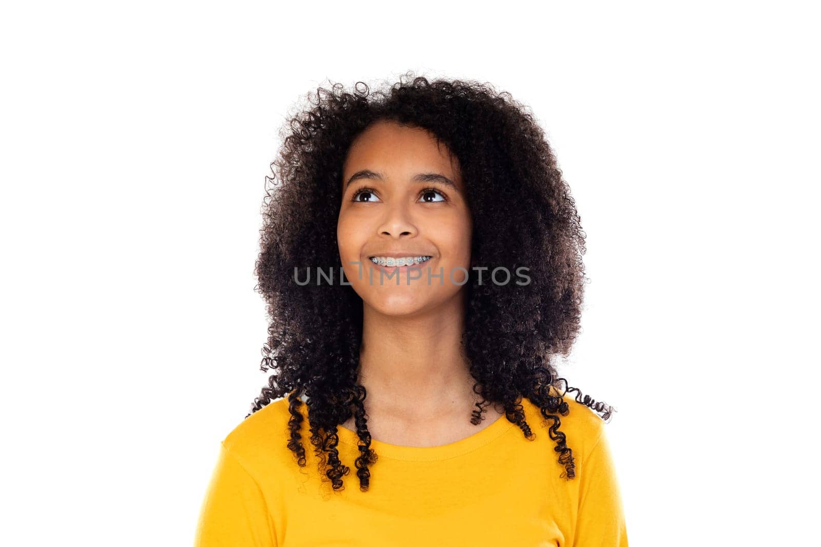 Adorable teenage doing gestures isolated on a white background