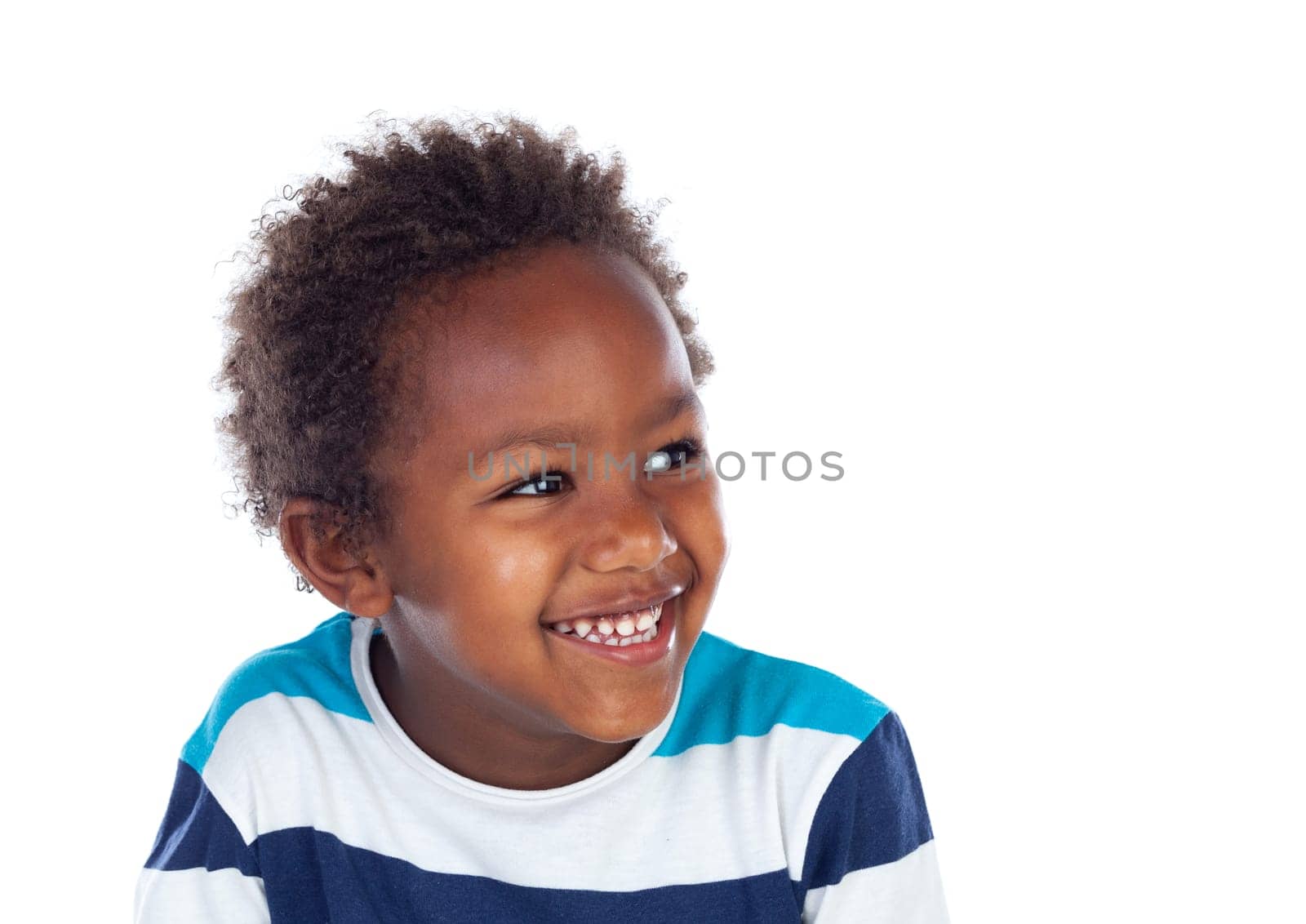 African child laughing isolated on white background