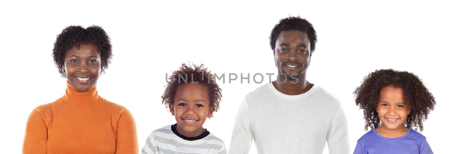 Happy family isolated on a white background