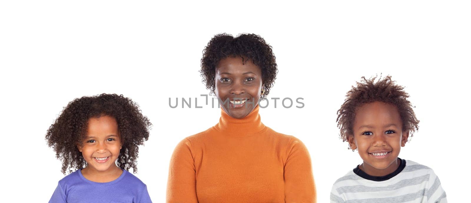Happy single-parent family isolated on a white background