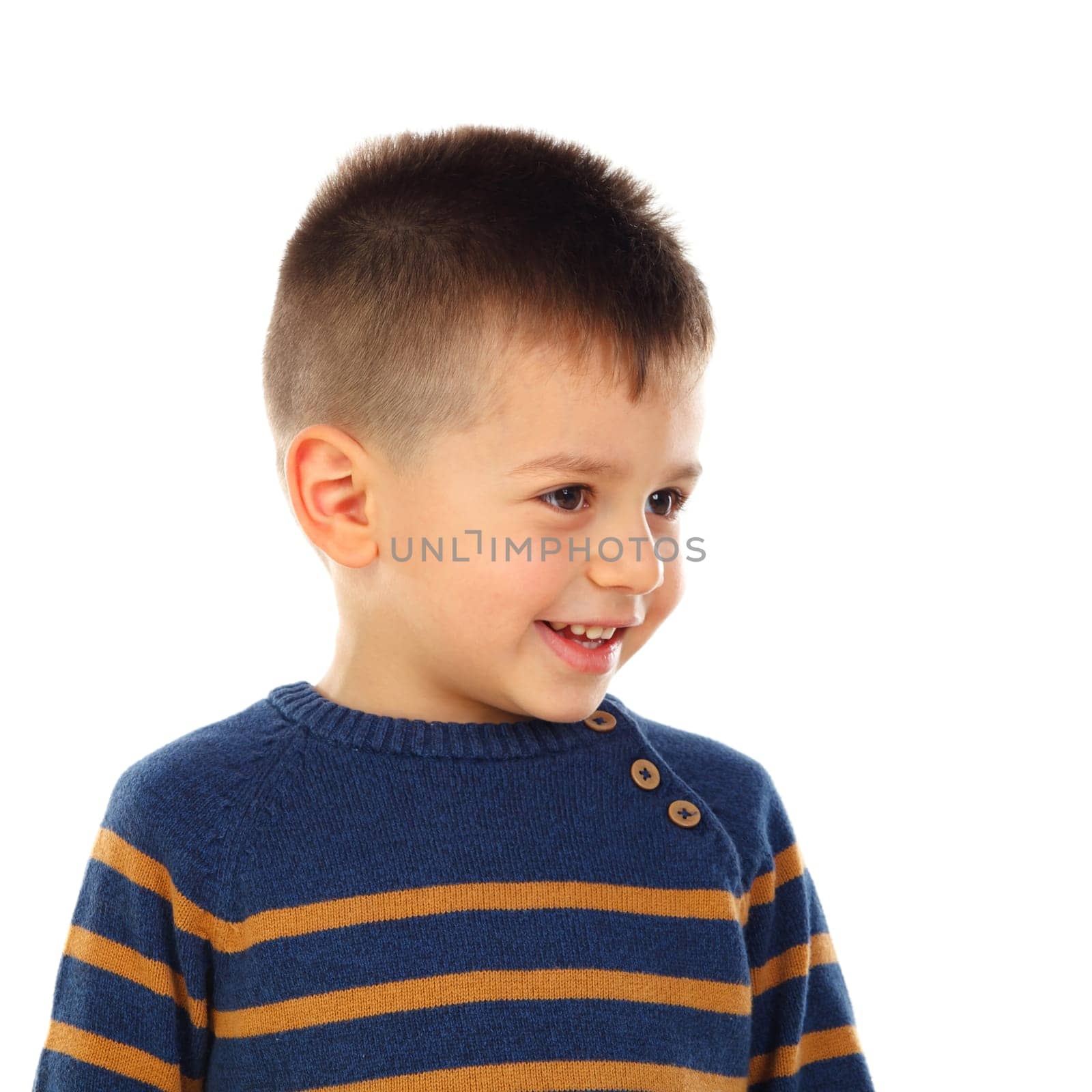 Funny small child isolated on a white background