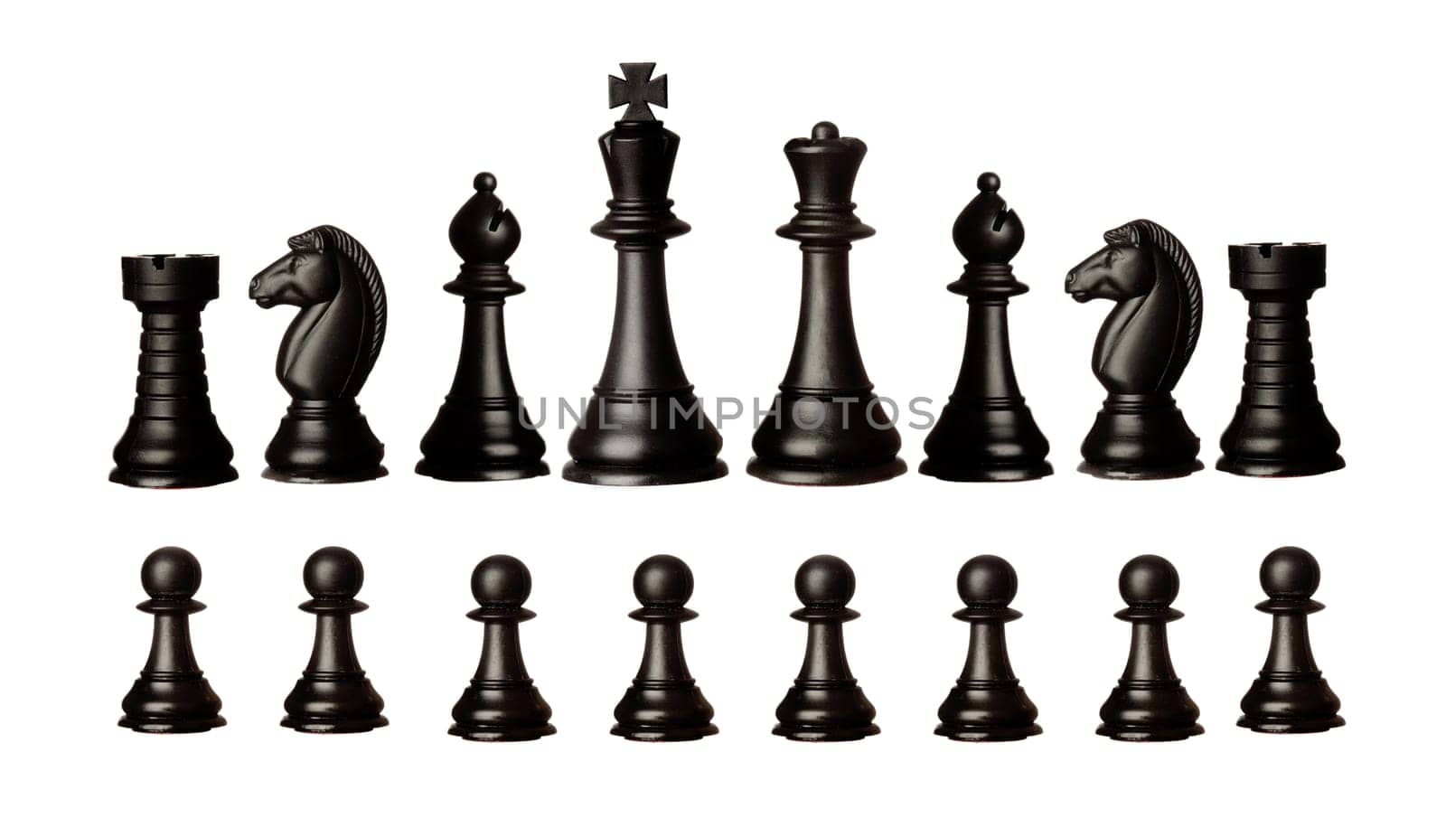 Black chess figures isolated on a white background