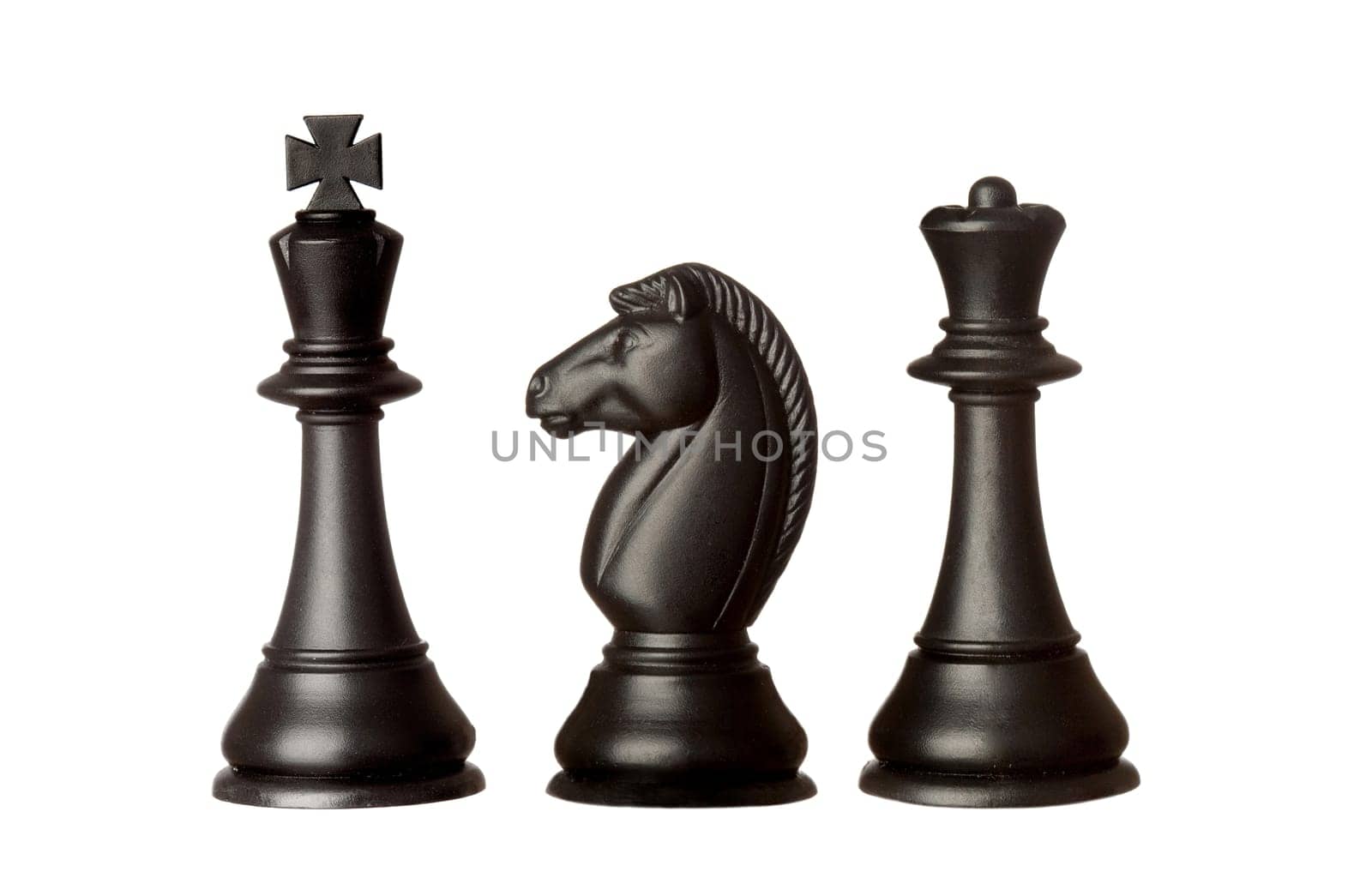 Black chess pieces isolated on a white background