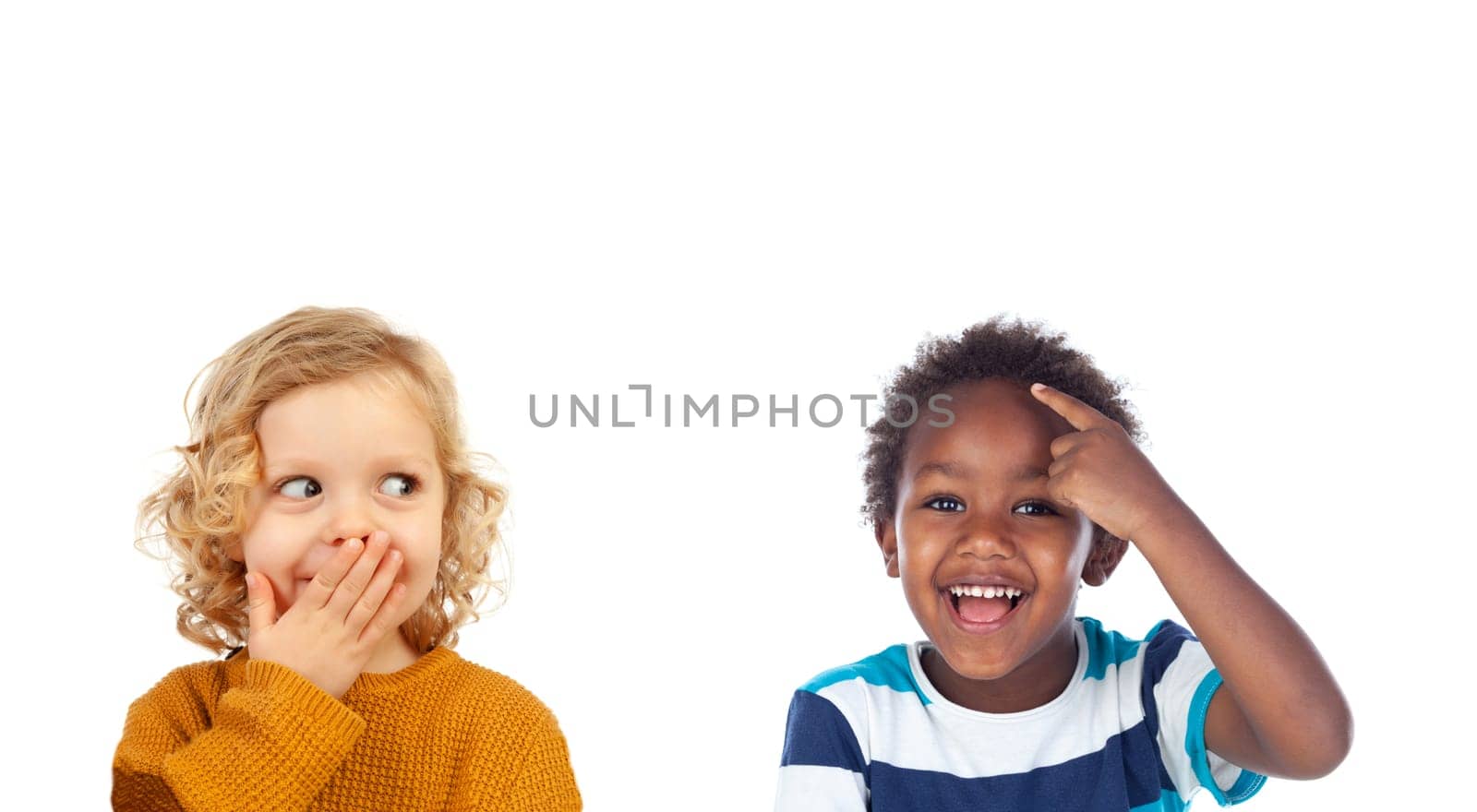 Surprised children isolated on a white background