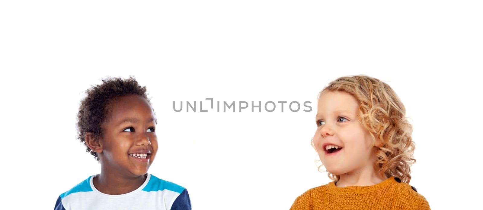 Funny children laughing isolated on a white background