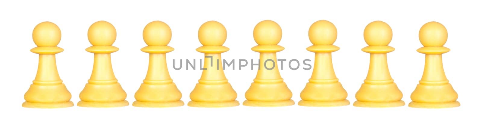 Pawns team isolated on a white background