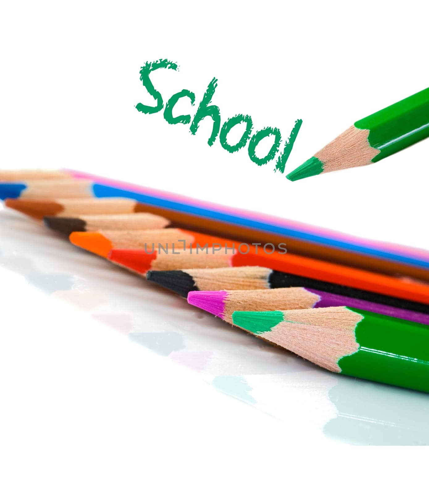 Colored pencils for back to school isolated on a white background