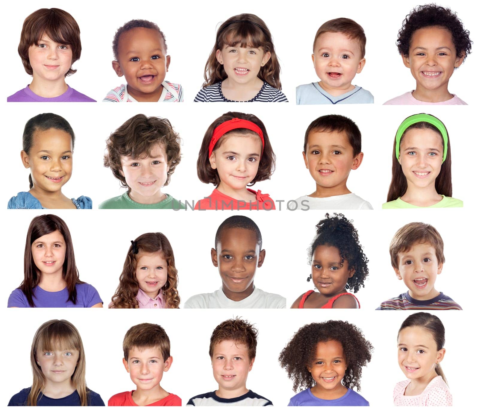 People Set of Diversity Kids Playful Studio Collage
