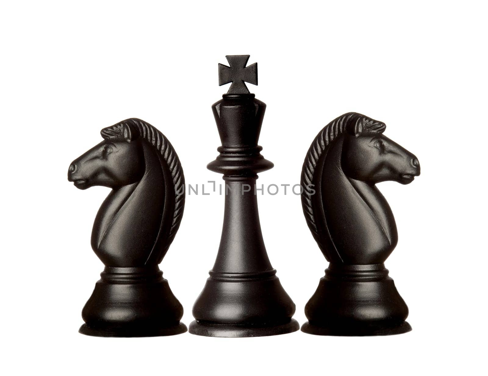 Black chess pieces isolated on a white background