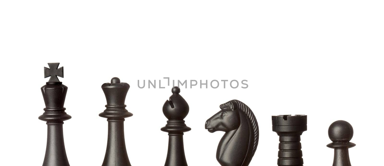 Black chess figures isolated on a white background