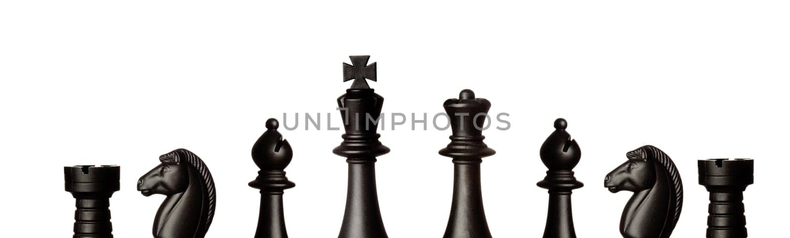 Black chess figures isolated on a white background