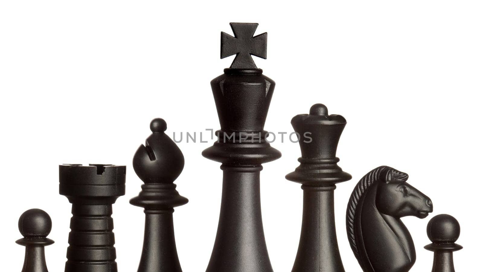 Black chess figures isolated on a white background