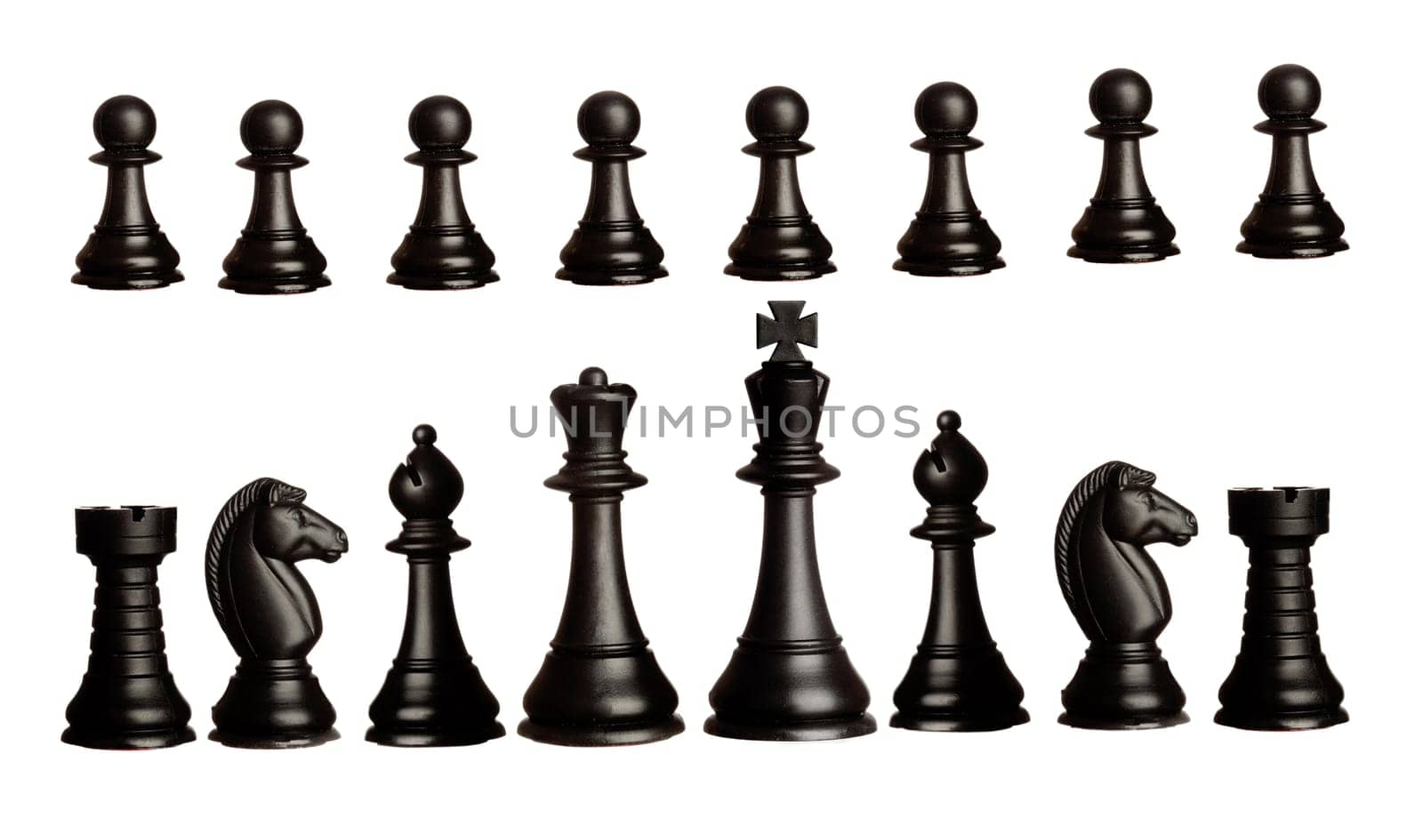 Black chess figures isolated on a white background