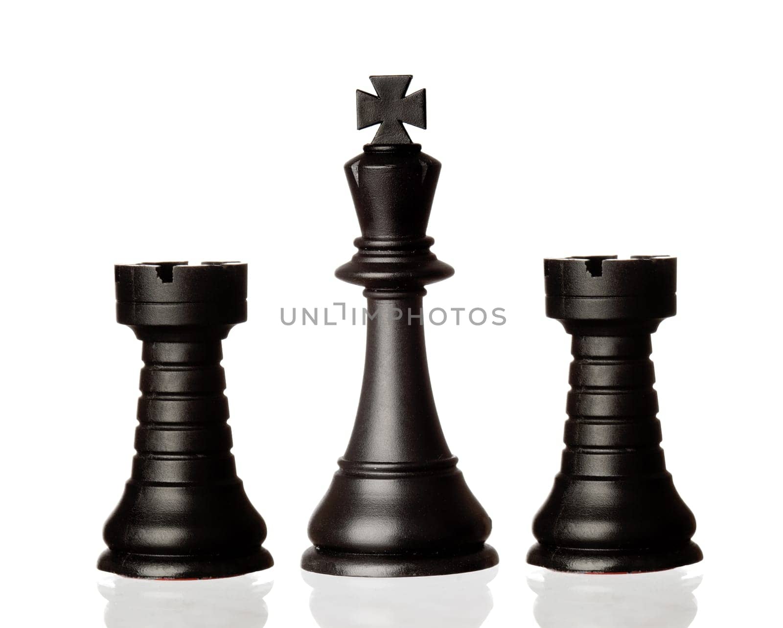 Black chess pieces isolated on a white background