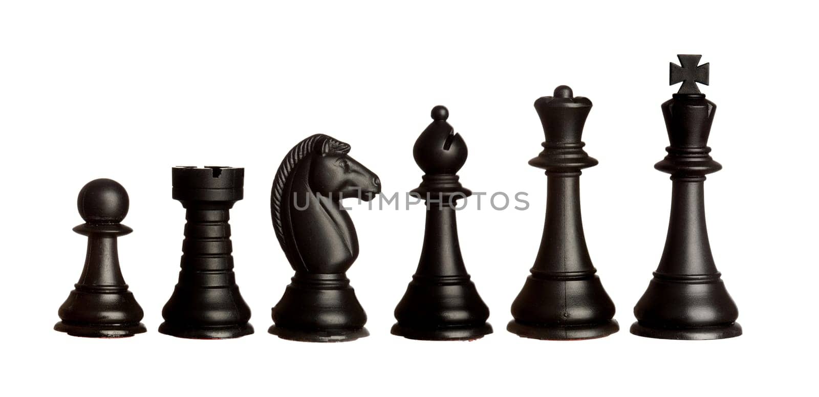 Black chess figures isolated on a white background