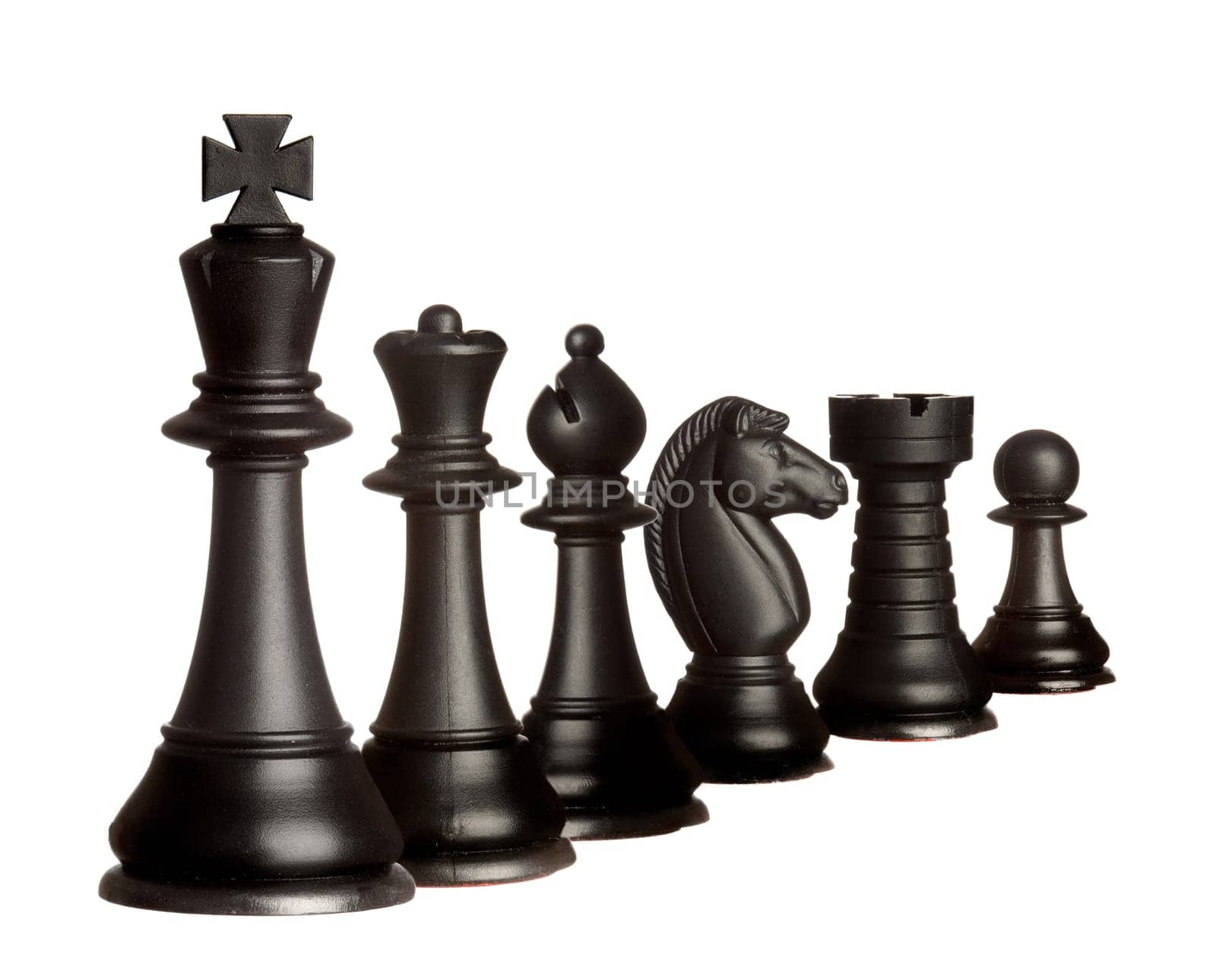 Black chess figures isolated on a white background