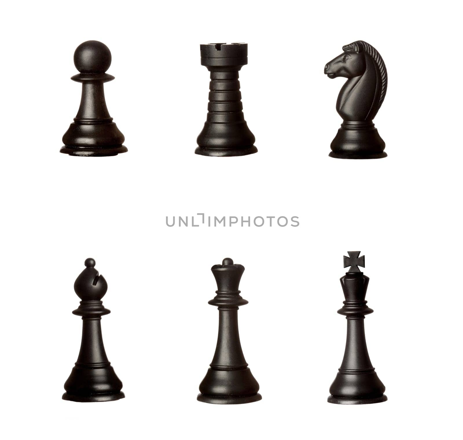 Black chess figures isolated on a white background