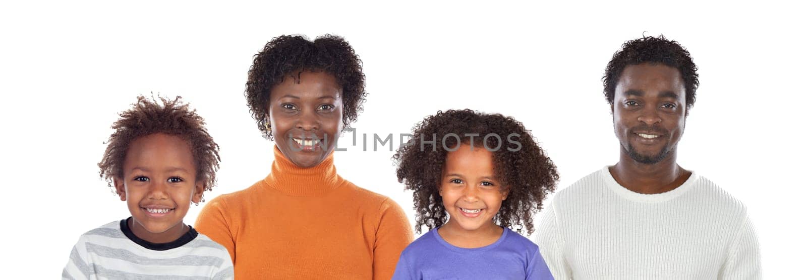 Happy family isolated on a white background