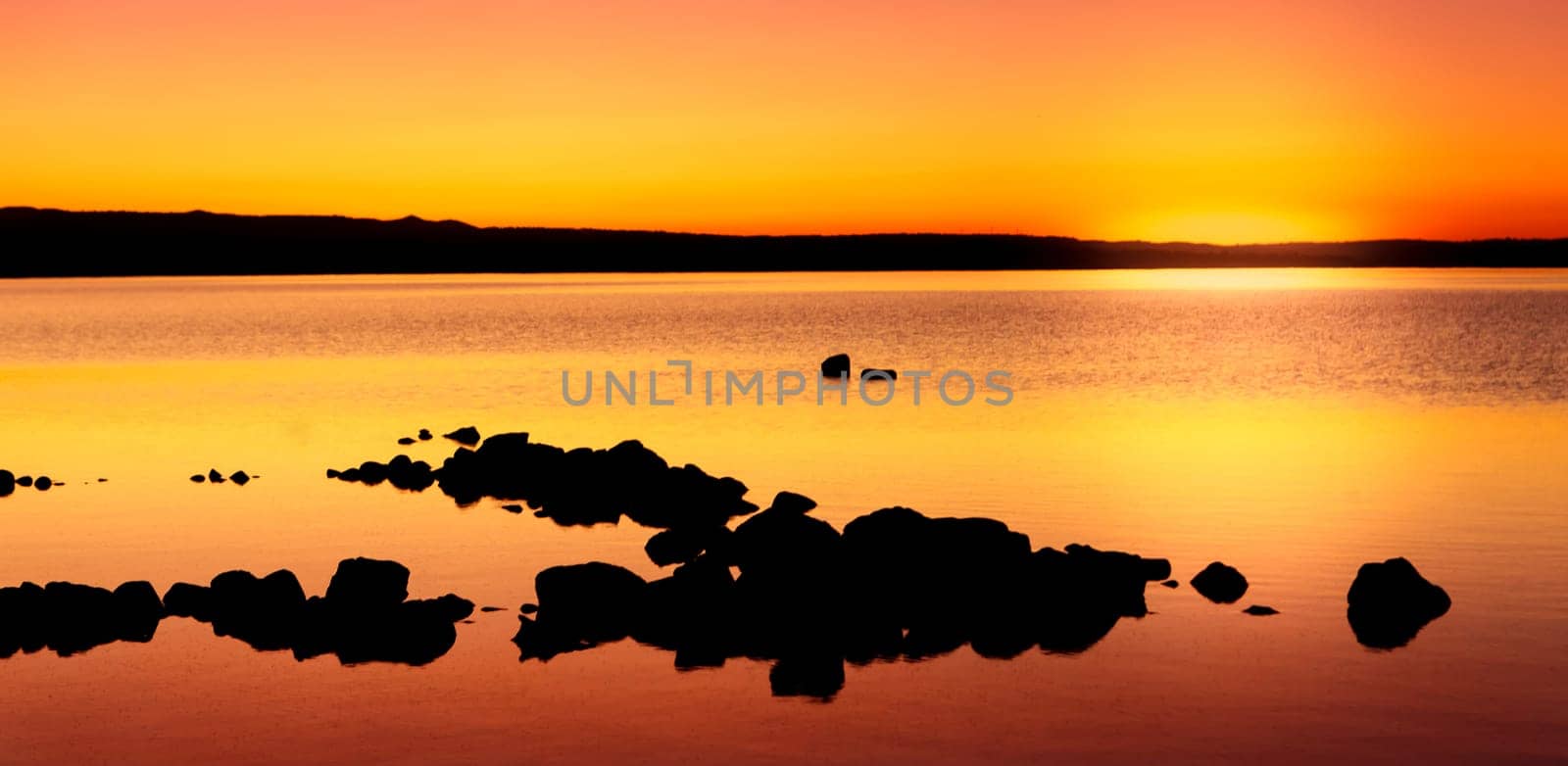 Amazing sunset with golden and black colors