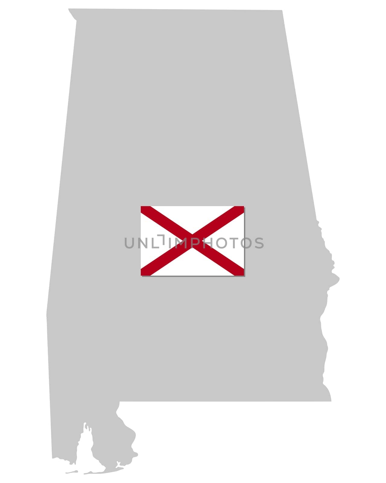 Fahne und Landkarte von Alabama