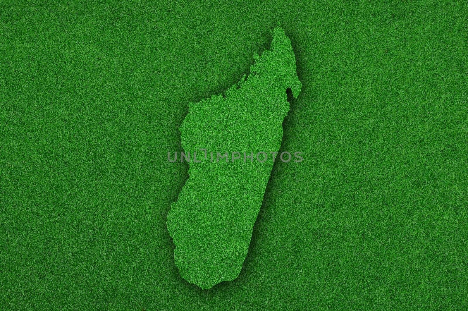 Map of Madagascar on green felt