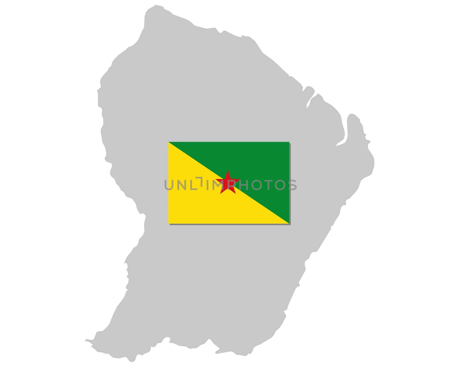 Fahne und Landkarte von Französisch Guyana