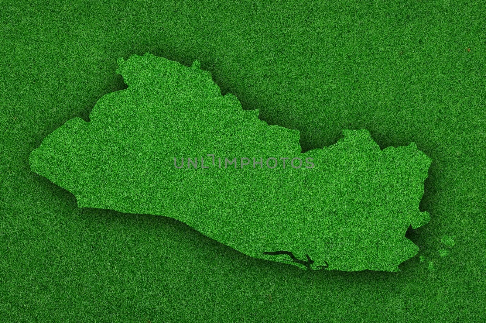 Map of El Salvador on green felt