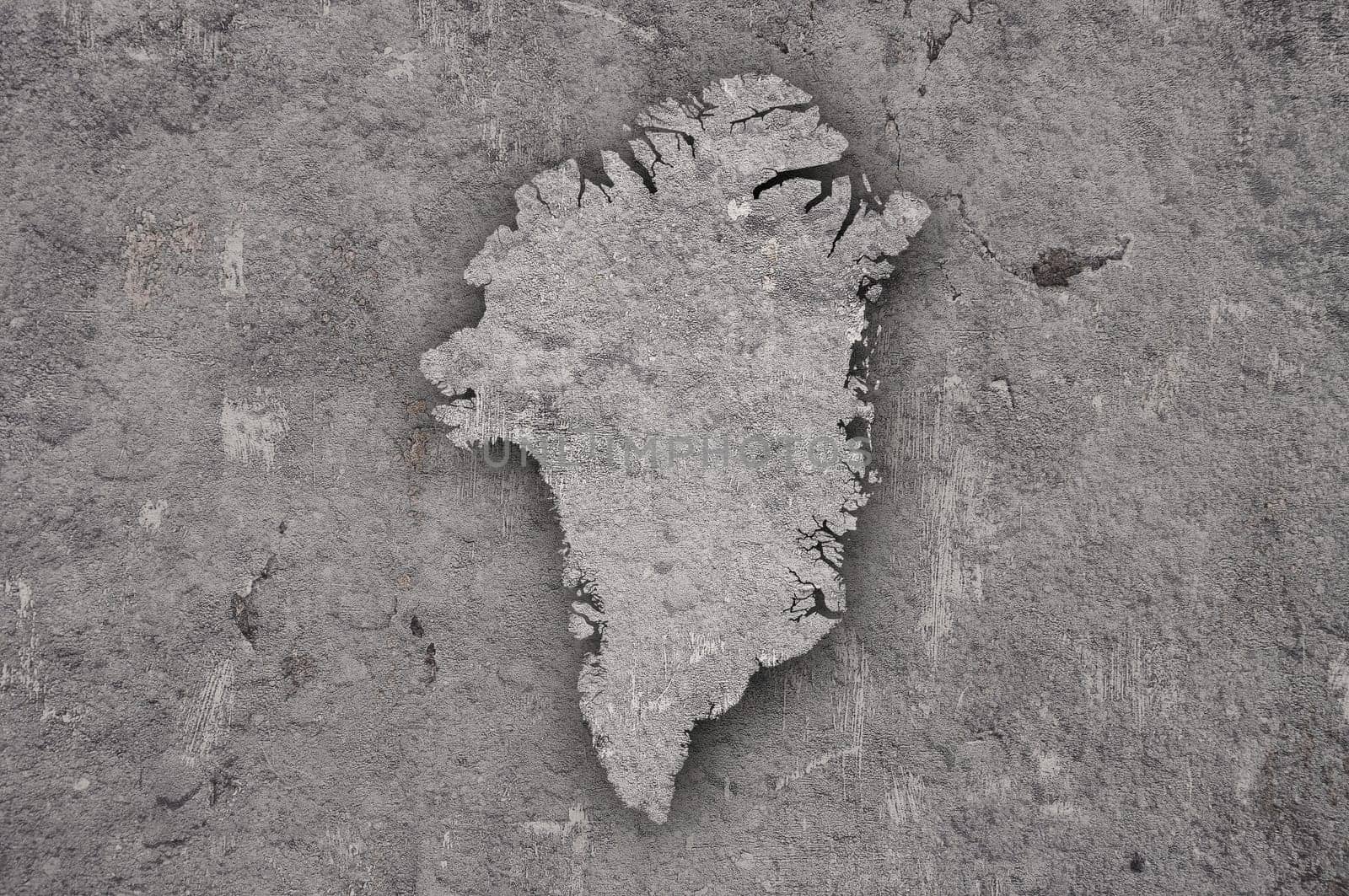 Map of Greenland on weathered concrete