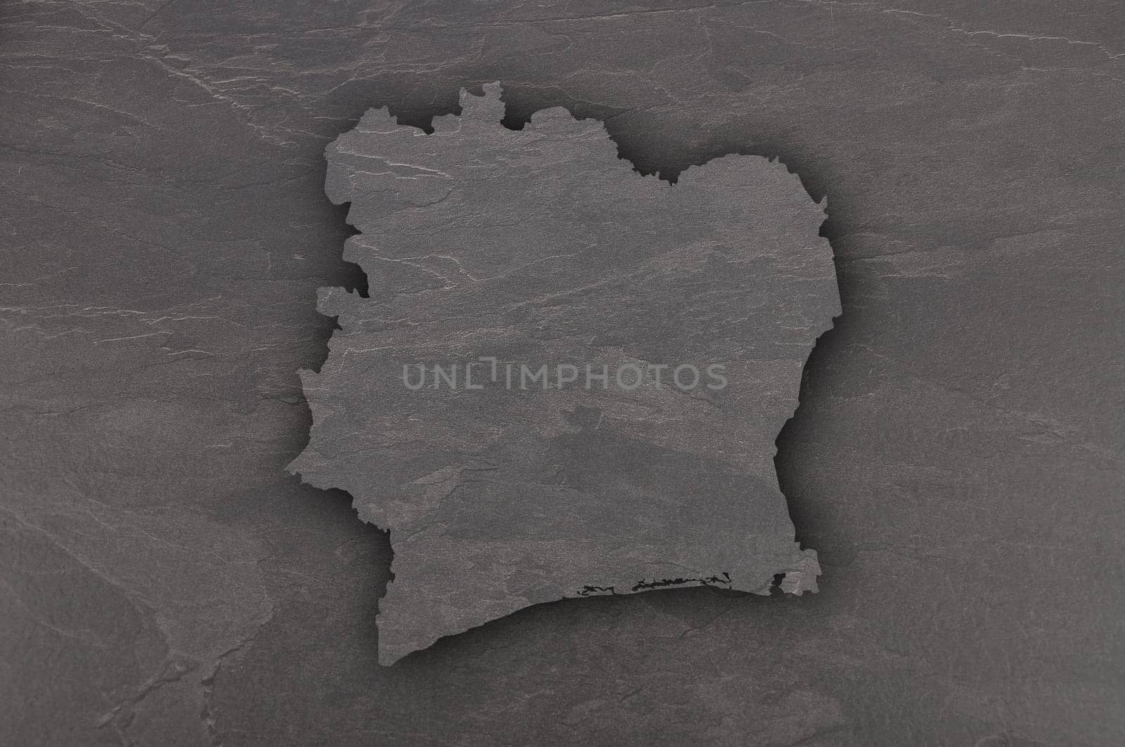 Map of Ivory Coast on dark slate