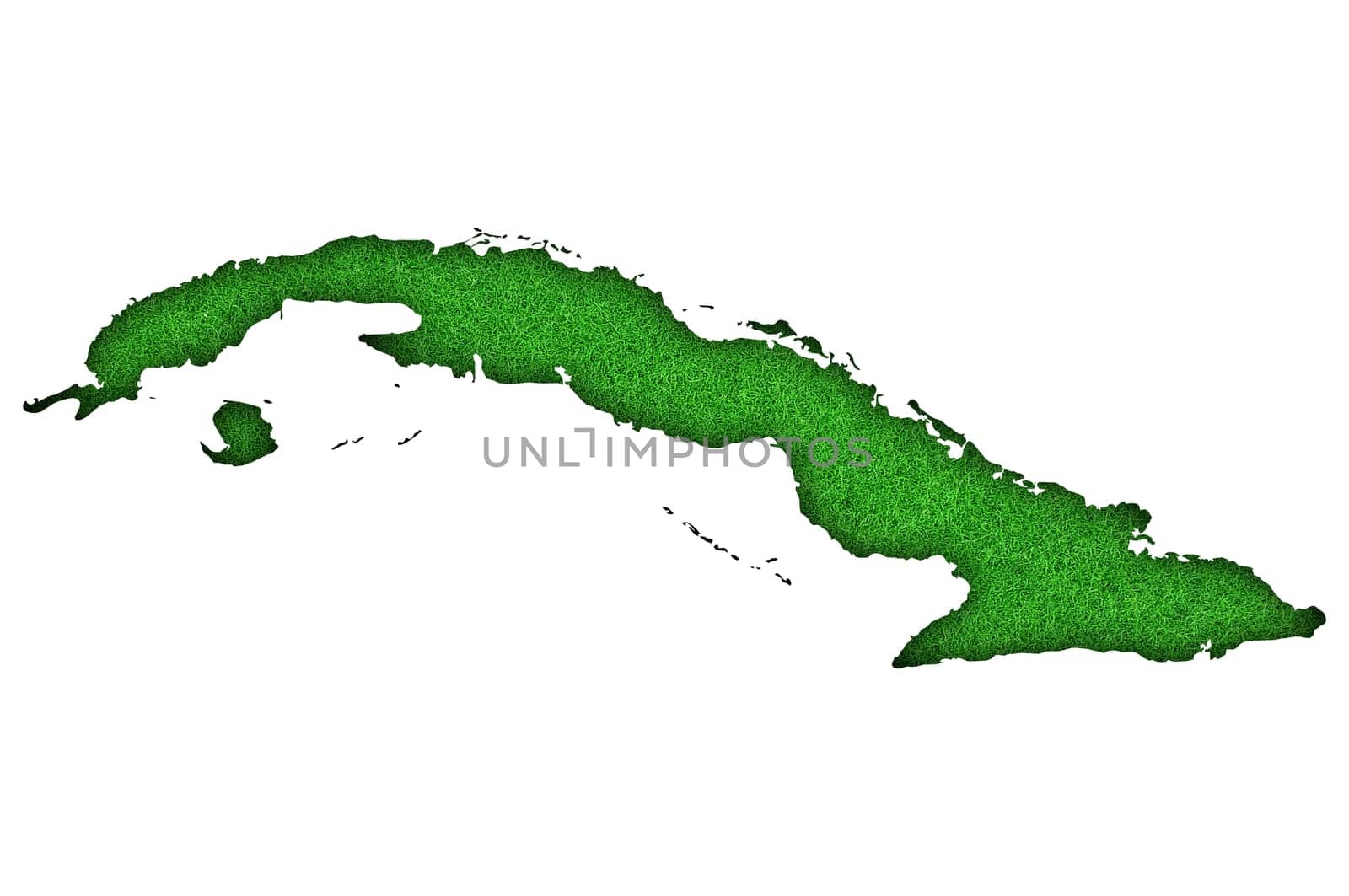 Map of Cuba on green felt