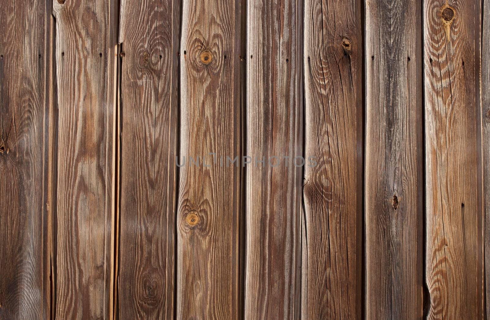 Tongue and groove pine wood wall. Dark knotted and weathered look