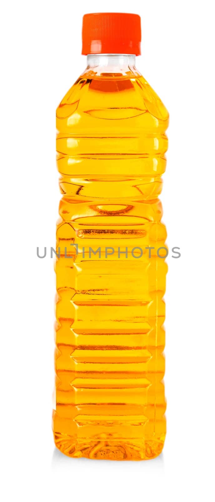 The Bottle of sunflower oil isolated on white background