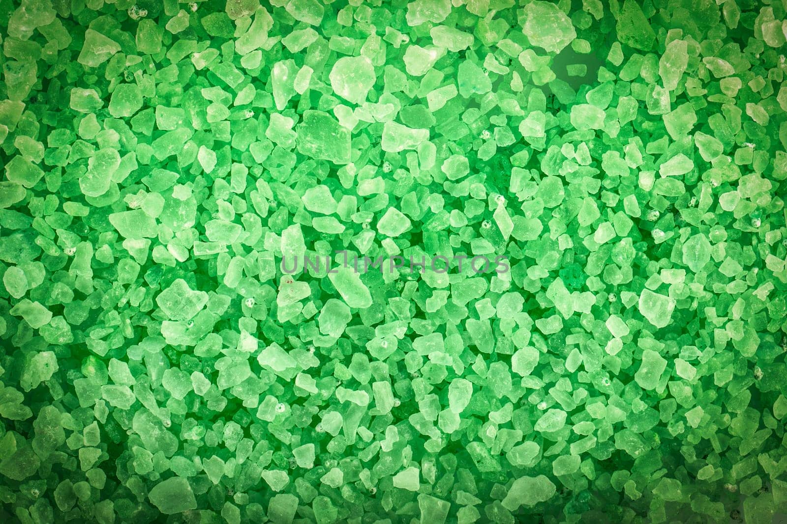 The green aromatic bath salt background. Close up